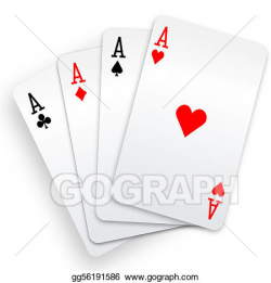 Vector Art - Four aces playing cards poker winner hand. Clipart ...
