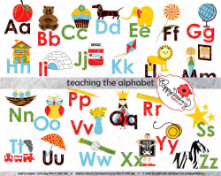 Teaching the Alphabet Clipart & Digital Flashcards: Digital
