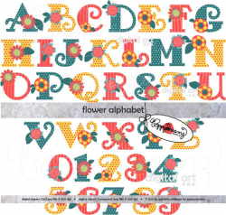Flower Alphabet: Clip Art Pack (300 dpi transparent png) Card Making ...
