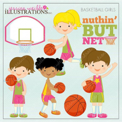 Basketball Girls Cute Digital Clipart for Card Design, Scrapbooking ...