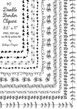 40 hand drawn frames clipart. Border clipart for scrapbooking ...