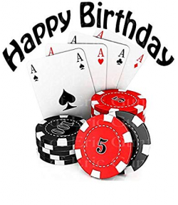 1/8 Sheet - Las Vegas Happy Birthday Casino Cards & Chips - Edible ...