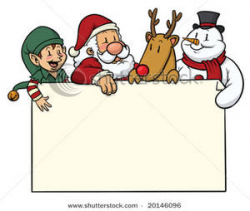 Clipart Picture: Christmas Card with Cute Characters