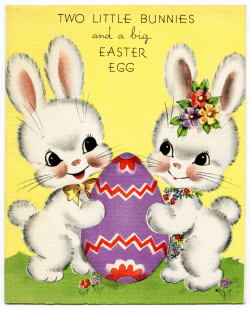 vintage easter greeting card, easter bunny clipart, vintage easter ...