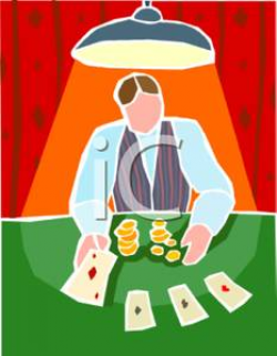 A Casino Dealer and Cards - Royalty Free Clipart Picture