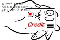 Simple Line Drawing of a Hand Holding a Credit Card Clipart Illustration