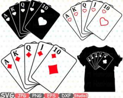 Poker Royal Flush Silhouette clipart Card Suits Playing Games Heart ...