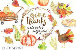 Thanksgiving Watercolor Graphic Pack ~ Illustrations ~ Creative Market