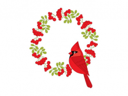 Christmas Wreath With Cardinal Clipart - Digital Vector Wreath ...