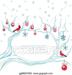 Vector Stock - Christmas background cardinal bird brunch decoration ...