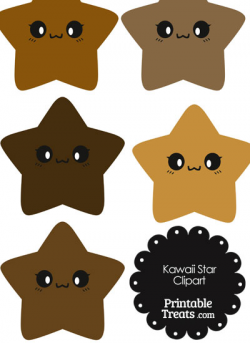 Kawaii Star Clipart in Shades of Brown — Printable Treats.com