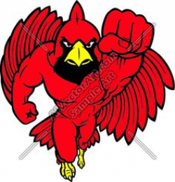 Mascot Clipart Image of Cardinal With Muscles In Color Graphic ...