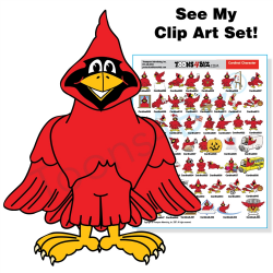 Cardinal Mascot Clip Art Bundle