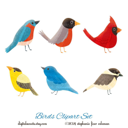 Birds Clipart Set: instant download cardinal robin bluebird ...