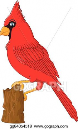 Vector Art - Red cardinal sitting on a tree. Clipart Drawing ...