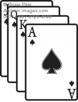 Clip Art Illustration Of A Group Of White Spades Playing Cards