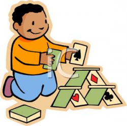 A Colorful Cartoon of an African American Boy Playing with a Deck of ...