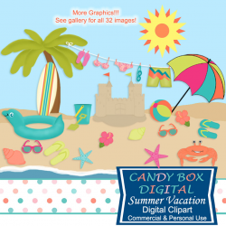 Summer Beach Clipart Vacation Clip Art Commercial Use OK