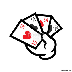 Cartoon Hand Holding Magic Cards