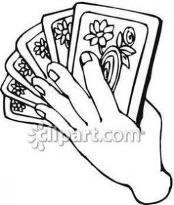 Black and White Hand Holding Playing Cards - Royalty Free Clipart ...