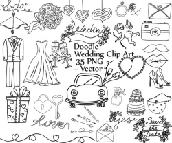Doodle wedding clipart: 