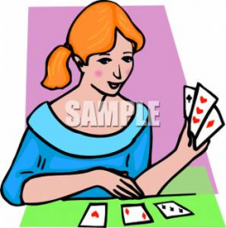 Girl Playing Cards Clipart