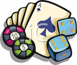 Clipart Image: Poker Chips and Dice with Playing Cards