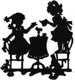 tea party clipart silhouette | grab rope of cards text from the ...