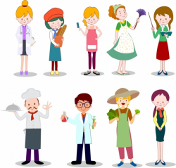 Career icons collection colored cartoon characters Free ...
