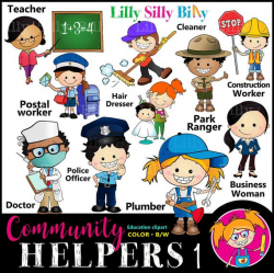Community Helpers - Clipart set for careers, occupations, community jobs,  teachers aid graphics for commercial use.