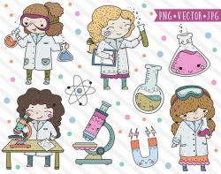 Cute Science Girl Clipart, STEM Clipart, Stem Girls Clip Art, Career  Clipart, Chemistry, School Girls Clipart, Science Clipart, Microscope