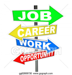 Stock Illustration - Job career work opportunity words road signs ...