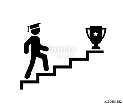 Upstairs icon sign. Walk man in the stairs. Education, Career Symbol ...