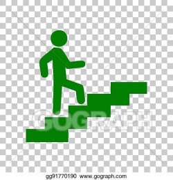 Vector Stock - Man on stairs going up. dark green icon on ...