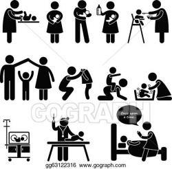 Vector Stock - Nanny mother father baby child care. Stock Clip Art ...