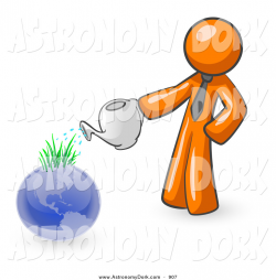 Clip Art of a Shiny Orange Man Using a Watering Can to Water New ...