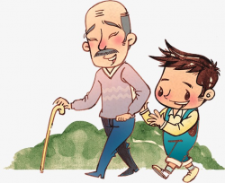 Caring For The Elderly, Walk, Action, Illustration PNG Image and ...