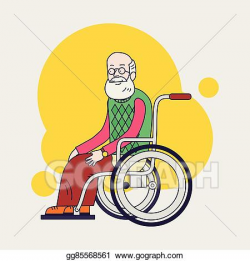EPS Illustration - Senior man sit in wheelchair. elderly man with ...