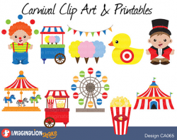 Carnival Clip Art & Printables Set / Amusement Park Clipart /