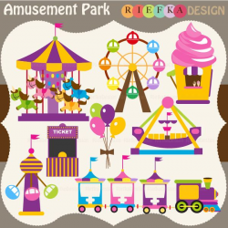 Cute and Fun 8 graphic elements of Amusement Park . Perfect for your ...