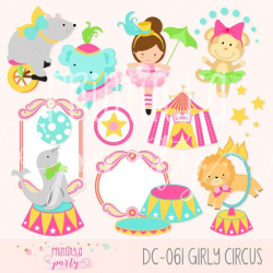 Circus Girl Animals Clipart Carnivale Party Girly Circus Clip Art ...