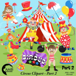 Circus Clipart pack, Clown clipart, circus clowns, tightrope ...