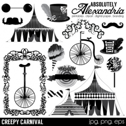 Creepy Carnival Digital Clipart - Personal & Commercial Use - Gothic ...