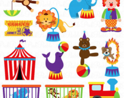 circus clip art clipart digital carnival clowns animals - Cute ...