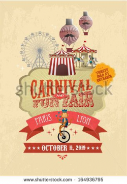 vintage carnival/fun fair/ fairground/circus poster template vector ...