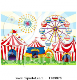 1189370-Cartoon-Of-Cirucs-Tents-With-Fireworks-And-A-Ferris-Wheel ...