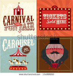 Vintage carnival/fun fair template vector/illustration by lyeyee ...