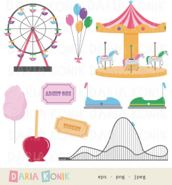 Funfair Clip Art Set carnival clip art rollercoaster
