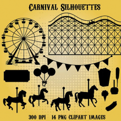 Carnival Silhouettes 14 png 300dpi clipart Instant by SquidInkShop ...