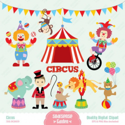 Circus Digital Clipart, Carnival Clip Art, Animal Circus Clip Art ...